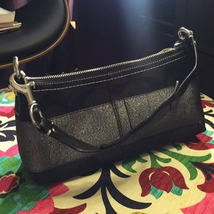 Black/Silver Coach Shoulder Bag (Small)